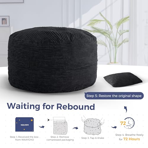 Image of MAXYOYO Giant Bean Bag Chair Bed with Pillow, Convertible Beanbag Sofa to Floor Bed, Lazy Chair Couch with Removable Cover, High-Density Shredded Foam Filling, Cozy Lounge for Bedroom Living Room