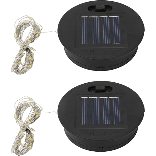 KH866 2 tapas de repuesto de luz solar – 6 cm / 2.4 pulgadas de panel redondo con luces de cadena para lámparas de flores al aire libre