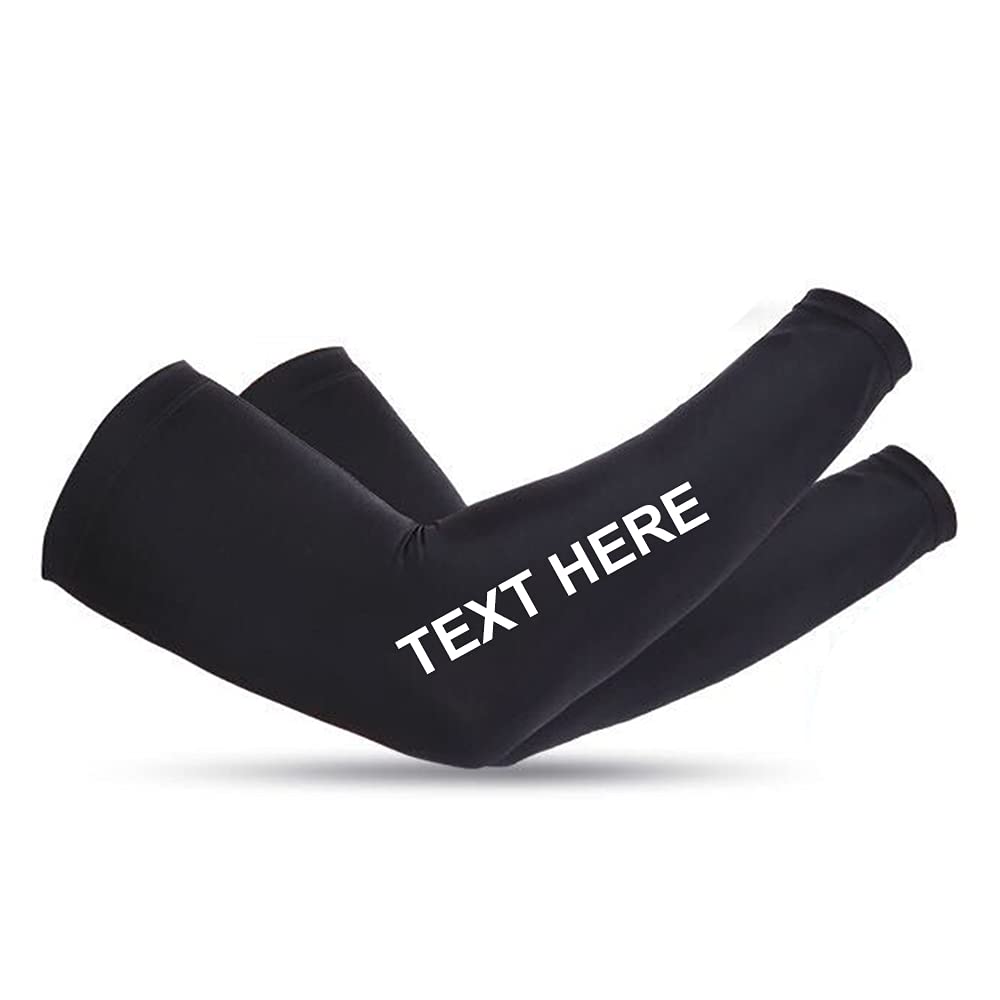 TopTie Custom 1 Pair Arm Sleeves Personalized Compression Sleeves for Men Women-1 Pair Black-XS