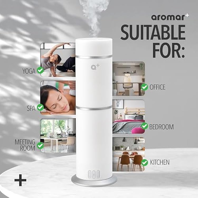 AROMAR Smart Waterless Oil Diffuser - Cold-Air Essential Scent Machine, App-Controlled, Covers 1000 Sq.Ft - Includes 'New York' Scent - Perfect for Home, Office, Business use - White