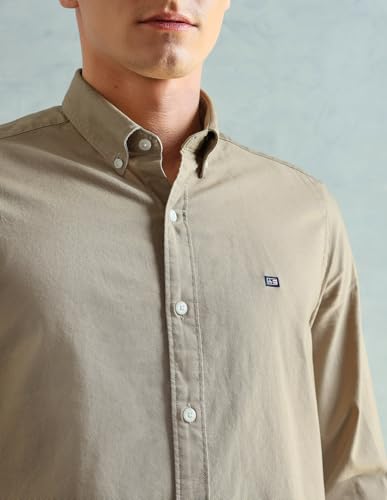 Image of Arrow Sport Solid Slim Fit Cotton Shirt for Men - Full Sleeve Mens Casual Shirts