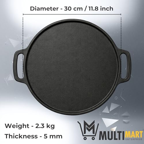 Image of Cast Iron Dosa Tawa 30 cm | Double Handle Flat Tawa for Dosa, Roti & Uttapam | Pre-Seasoned Cast Iron | Gas & Induction Compatible (30 cm)