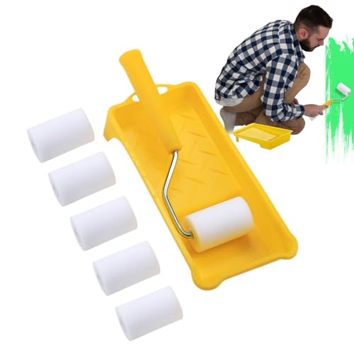Kit de rouleau de peinture - mnii rouleau et pinceau, pinceau Combo - Bol de peinture | Cadeau pratique pour l'intérieur Pinceau Projets de maison, Garantit que la durabilité de la peinture nette