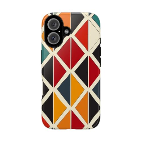 Coque iPhone 16 au motif géométrique coloré et finition brillante éclatante