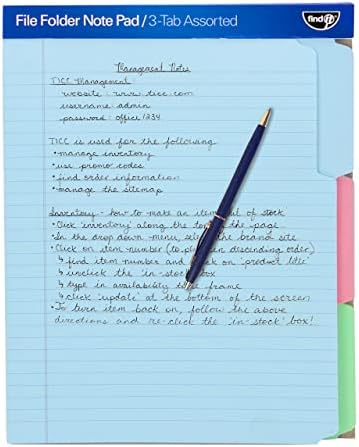 Find It File Folder Notepad - Pack of 12-9.5 x 12.5 Inch Notebook Organizer Folders for Filing, Document, and Clipboard Organization - Assorted Colors