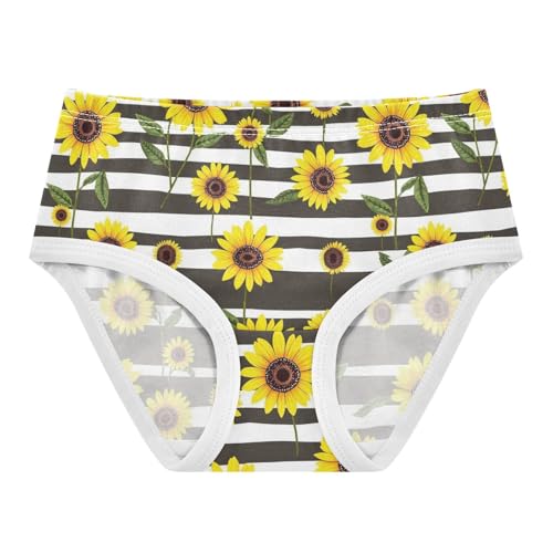 Joisal Cotton Girls Underwear Toddler Yellow Sunflowers Striped Cute Panties Girl Print Kids Undies Briefs 2t