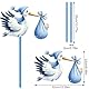 Storch Geburt für Draussen Blau,Klapperstorch zur Geburt,Klapperstorch Set zur Geburt Baby,Beidseitig Bedruckt,81CM Geburtsstorch inkl,Holzstab