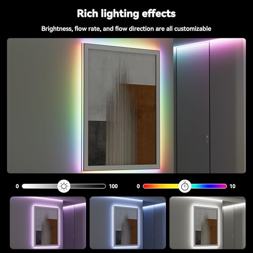 Image of MIWISE 5V USB COB LED Strip Lights,RGB Smart IC LED Strip with App Control,Bluetooth Addressable Music Sync Color Changing Strip Lights,3M Back-Adhesive for Gaming Room PC Home Decor 6.56ft