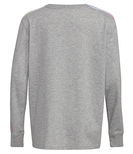 adidas Boys' Long Sleeve 3-Stripes Tee, Medium Grey Heather Arcade, Small2