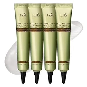 LA’DOR Snail Sleeping Hair Ampoule Serum – Intensive Overnight Leave-In Mask – Treatment for Frizzy Dry Damaged Thinning Hair Korean Haircare LADOR