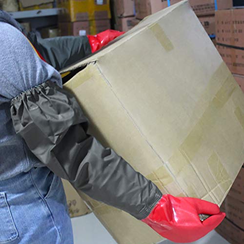 Haiou Long Arm Waterproof Rubber Gloves for Men and Women, 61cm/24'' - Red