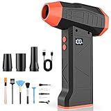 Electric Compressed Air Duster, 110000RPM Cordless Portable Air Blower Mini Powerful Jet Dry Blower 4 Adjustable Speeds Levels Rechargeable for Keyboard, PC, Car