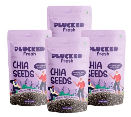 Image of Plucked Fresh Chia Seeds 250g X 4 | Raw Seeds for Eating | High Fiber, Protein & Omega-3 Rich Superfood | Healthy Vegan Seeds for Weight Management, Heart Health & Daily Nutrition (1000g)