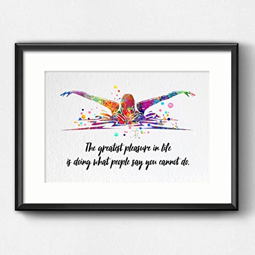 Dignovel Studios 8X10 Unframed Swimmer Swimming Training Sports Competition Motivational Inspirational Quote Greatest Pleasure Watercolor Art Print Poster Wall Hanging Decor Dn801 #TOP4