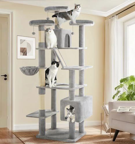 Árbol para gatos alto 80 pulgadas con 3 perchas y condos miniatura 1
