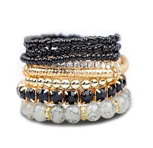 Stackable MultiLayer Bohemian Crystal Bead Bracelets Set