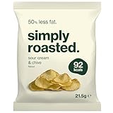 Simply Roasted - Sour Cream Crisps | 12 x 21.5g Impulse Bags | Cool & Creamy | 50% Less Fat | Under 99 Calories Per Serve | Triple Cooked for the Ultimate Crunch | Gluten & Allergen-Free