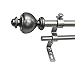 Montevilla Beme International 5/8" Core Urn Double Telescoping Drapery Rod Set, 26-48", Dark Nickel