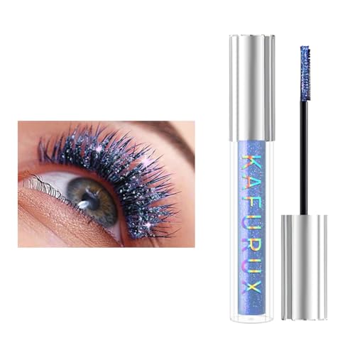 Kyannkara Glitter Mascara, Washable Mascara, Long Lasting, Diamond Shinny Colored, Sparkling, Voluminous Lengthening Mascara(Blue)