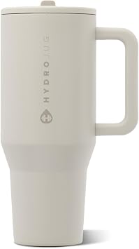 HydroJug Traveler 32oz, Insulated Tumbler with Handle & Straw, Linen