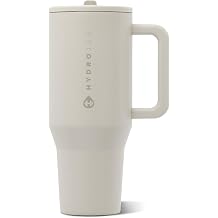 HydroJug Traveler 32oz, Insulated Tumbler with Handle & Straw, Linen