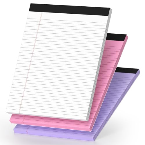 Bloc-notes colorés lignés à feuilles micro-perforées détachables faciles lot de 3