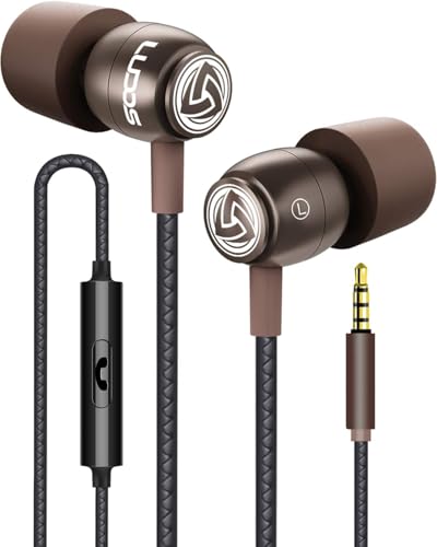 Image of LUDOS Clamor Wired Earbuds in Ear Headphones with Microphone, Earphones with Mic and Volume Control, Memory Foam, Reinforced Cable, Bass Compatible with iPhone, Apple, iPad, Computer, Laptop, PC