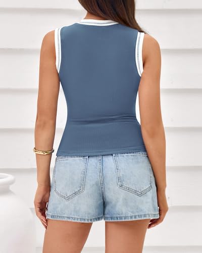 Image of BTFBM High Neck Tank Top for Women Sleeveless Ribbed Y2k Clothes Basic Shirts Going Out Outfits Spring Summer Tops 2026