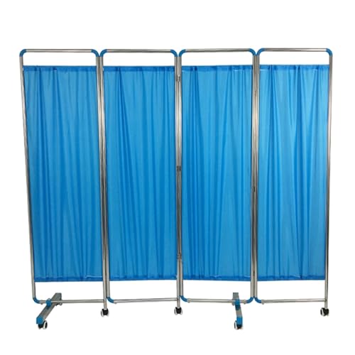 Medical Privacy Screen,6ft High Portable Bed Partition,3 4 5 6Panels Room Protective Screens with Wheels for Hospitals/Beauty Salon/Office (Color : Blue, Size : 4-Panel)