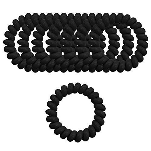 MJIYA Hair Ties, Coil Hair Ties, Phone Cord Hair Ties, Hair Coils Elastic Hair Band with Strong Grip (8 PCS, Black)