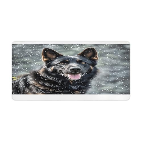 Alfombrilla para escritorio con diseño perro pastor alemán negra