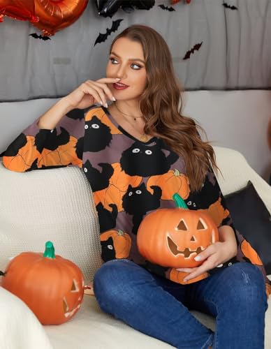 Image of LARACE Tunics 3 /4 Sleeve Plus Size Tops for Women V Neck Loose Fit Flowy Clothing for Leggings