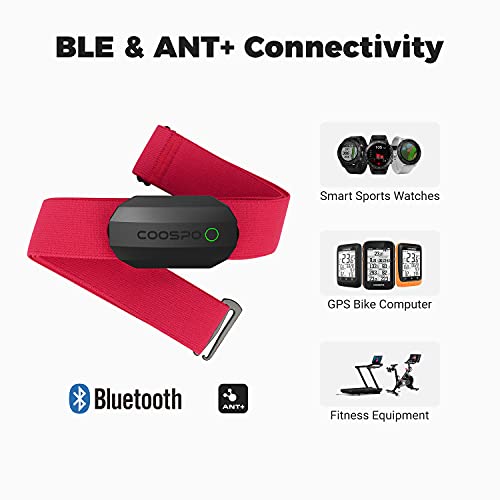 image for COOSPO Bluetooth Heart Rate Monitor Chest Strap H808S, ANT+ BLE HR Mon