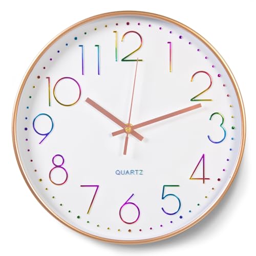 CIOXSOIO 30cm (12 pollici) Orologio da Parete Silenzioso, Senza Ticchettio Movimento al Quarzo, Numeri 3D Facile da Leggere Orologio da Muro, Orologio a Parete per Camera da Letto, Soggiorno, Cucina