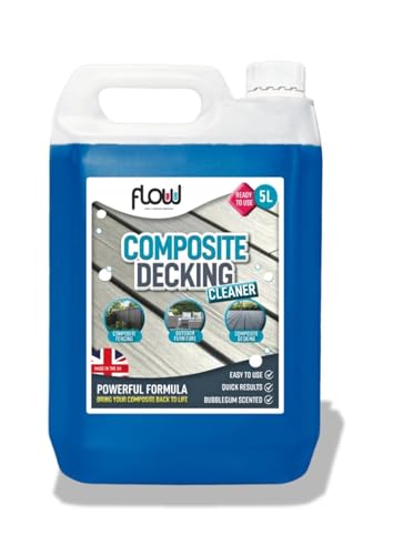 Dunnet Tools 5L Composite Decking Cleaner Fast Acting Decking & Outdoor Patio Cleaner Heavy Duty Deep Clean Formula Stain & Mould Remover To Remove Dirt Mould Mildew Algae Moss & Black Spots