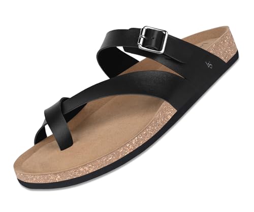 Image of LOUIS STITCH Comfortable Open Toe Cork Sandals | Lightweight Casual Sliders with Toering and Easy Slip-on Slippers | Back Open Sandals | LSOF-10