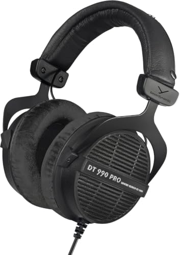 beyerdynamic DT 990 PRO Studio Headphones (80 Ohm, Black) (Renewed) | Open Back, Over Ear, Wired...