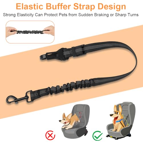 OSDUE 2 Stück Hundegurt fürs Auto, Verstellbarer Sicherheitsgurt, mit Rückdämpfung & ISOFIX Anschluss, 3 in 1 reflektierend Hunde Anschnallgurt, für die meisten Hunderassen und Automodelle (70-90 cm)