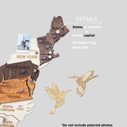 Jabihome 3D Wooden Usa Map Wall Art, Wood United States Map With Push Pins, Gift For Him, Us Map For Travel Gift For Men, Office Wall Decor, Wood Wall Decor, Home Decor, Travel Map With Pins (Size L: 33"L X 18"W) #TOP2
