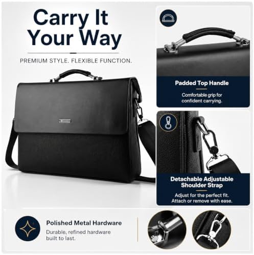 Vangoddy 13 In Laptop Computer Bag, 3 Zippered Pockets, Black Faux — view 5