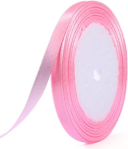 ihaspoko Poliestrowa wstążka satynowa, 15 mm x 22 metry, różowa wstążka z tkaniny do samodzielnego wykonania sztuki i rzemiosła, pakowania prezentów, balonów, kokard, dekoracji ślubnych
