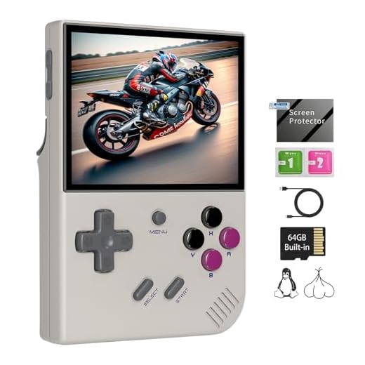 RG35XX Plus Retro Game Consoles Handheld Game Console with 64G TF Card 3.5 inch IPS Screen Linux System RG35XXPlus Classic Emulator Gaming Console with 6900 Games 5G WiFi Bluetooth HDMI TV Output Gray