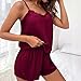 Pajama Sets for Women Solid Strap Tank Tops Shorts Sleepwear Suits Casual Ruffles Camisole Fashion Comfort Pajamas Wine