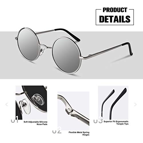 Image of Sunier Round Sunglasses Men Womens Shades Polarized Retro Circle UV400 Sun Glasses