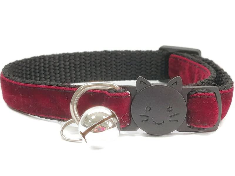 Velvet Cat Collars with Bell. Safe Breakaway Quick Release Buckle. Available in Cat & Kitten Size (Pack of 3) (Cat Collar (20cm - Image 2