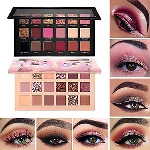 Image of Beauty Rose Gold Remastered + Nude Edition Eyeshadow Palette Combo Kit - 36 Matte and Shimmer Finishes, Includes Black Eyeshadow - Complete Eye Shadow Palette Set