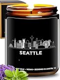 Seattle Candle, Thoughtful Seattle Themed Gifts for Men & Women, Unique Skyline and City Souvenirs Ideas for Her, Best Sentimental Gifts for Moving Away, Ideal for Birthday, Christmas, Gift-Ready