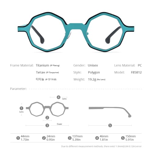 Image of FONEX Colorful Pure Titanium Glasses Frame Women Retro Round Eyeglasses