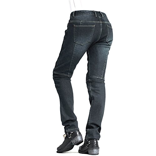 MAXLER JEAN Biker Jeans for women - Slim Straight Fit Motorcycle Riding Pants, 608 Blue (Size 26) - Thumbnail 3
