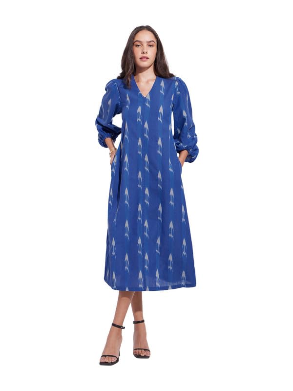 Pink Fort Casual Cotton Relaxed Dress | A-Line Fit 3/4th Puff Sleeves V-Neck - Review, Price and Buying Guide